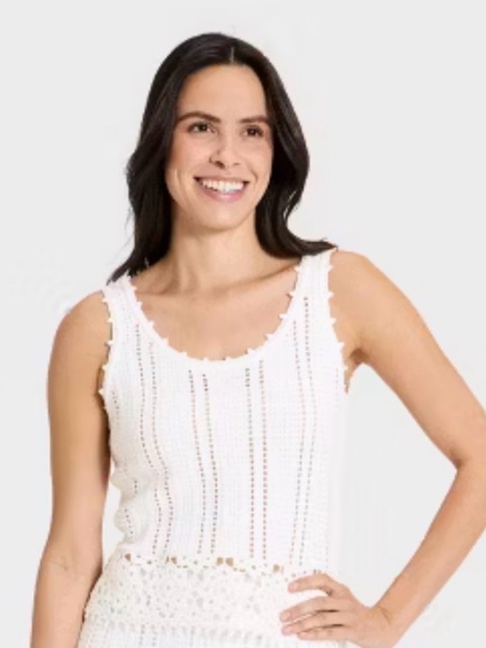 Universal Thread Women's Openwork Sweater Tank Top White XXL NWT